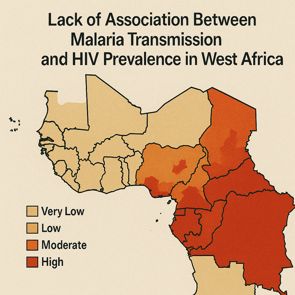 No evidence of association between HIV-1 and malaria in populations with low HIV-1 prevalence
