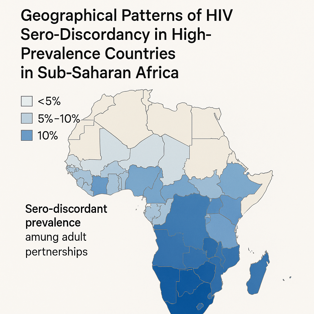Geographical patterns of HIV sero-discordancy in high HIV prevalence countries in sub-Saharan Africa